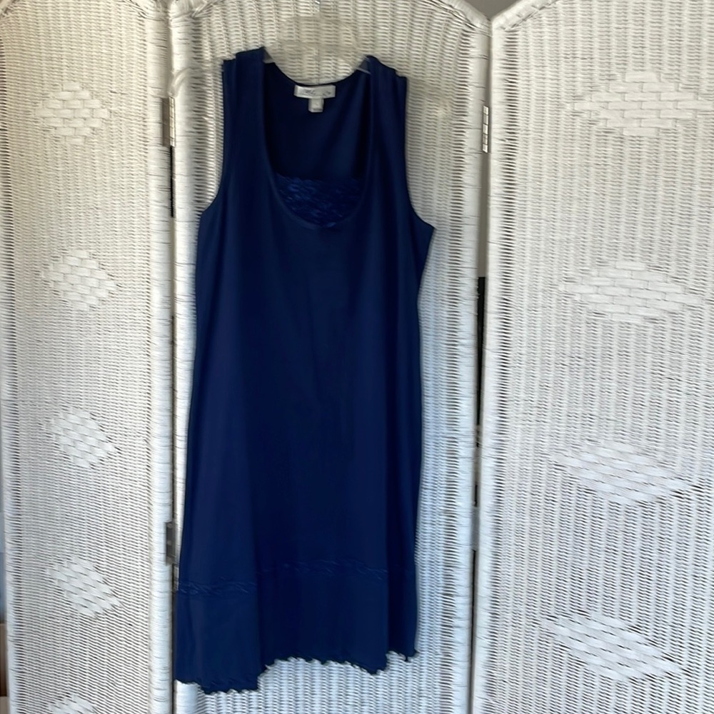 Navy blue nightie with lace trim